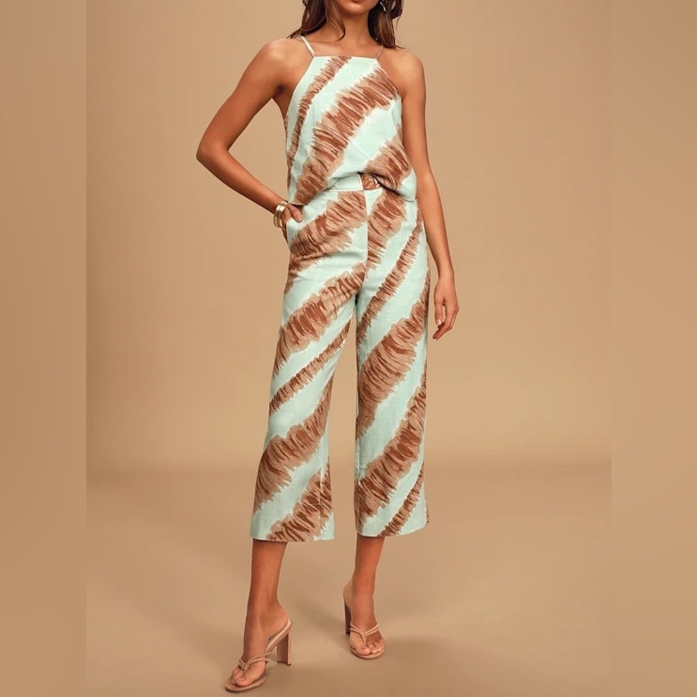 Anthropologie SET Camille Tie-Dye High-Waisted Culottes + Tie-Back Crop Top | M - Picture 16 of 16